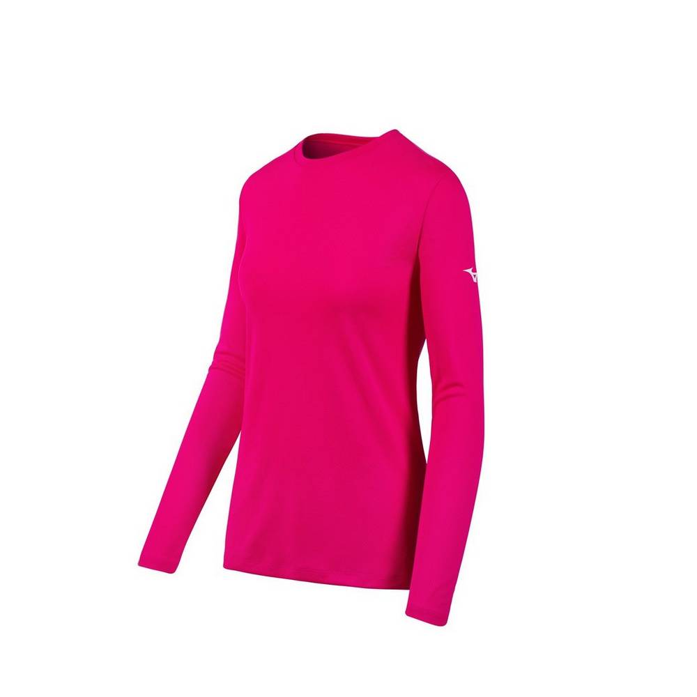 Mizuno Long Sleeve Női Futópóló Rózsaszín NBY768205